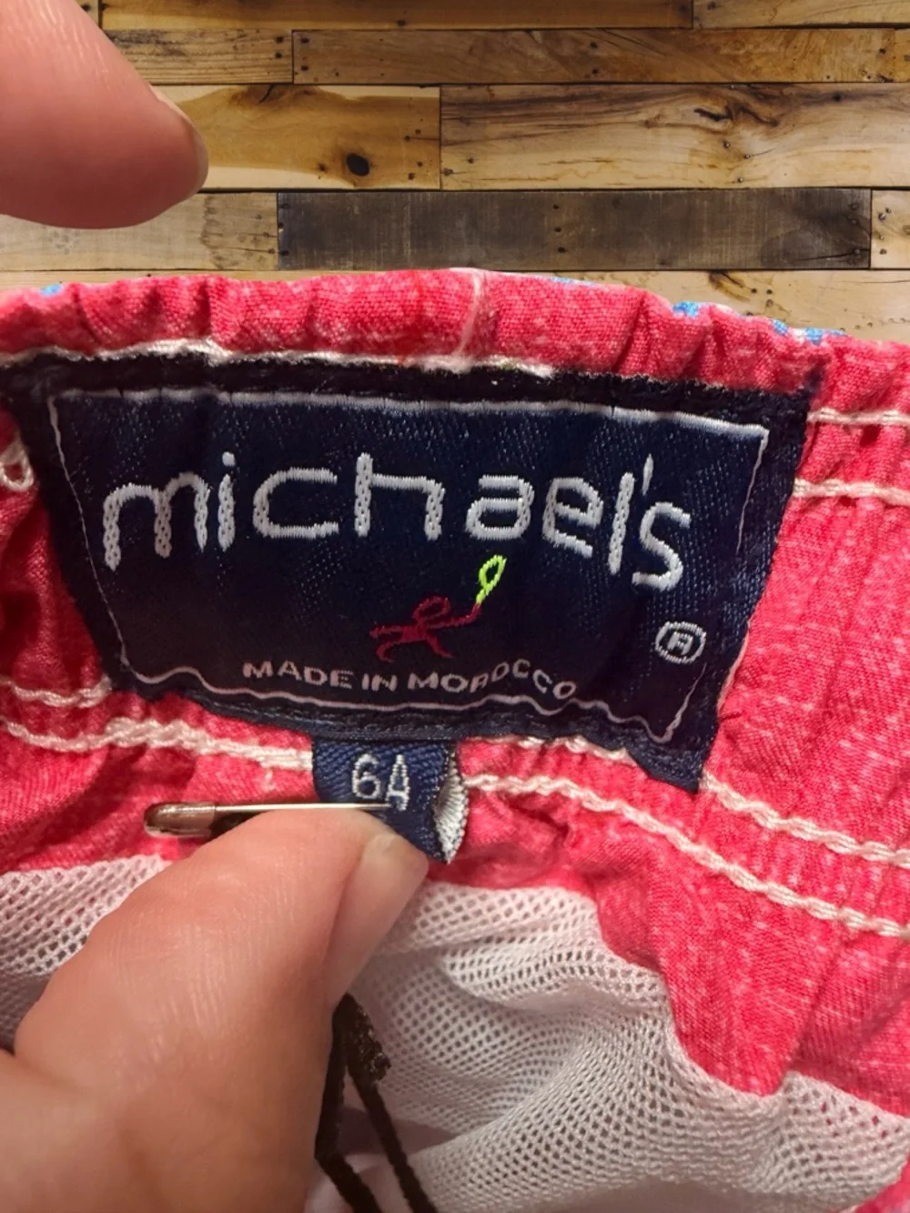 NWT Michael’s Swimwear Swim Trunks Blue Pink Diamond Print Boys Size 6 - Picture 5 of 6